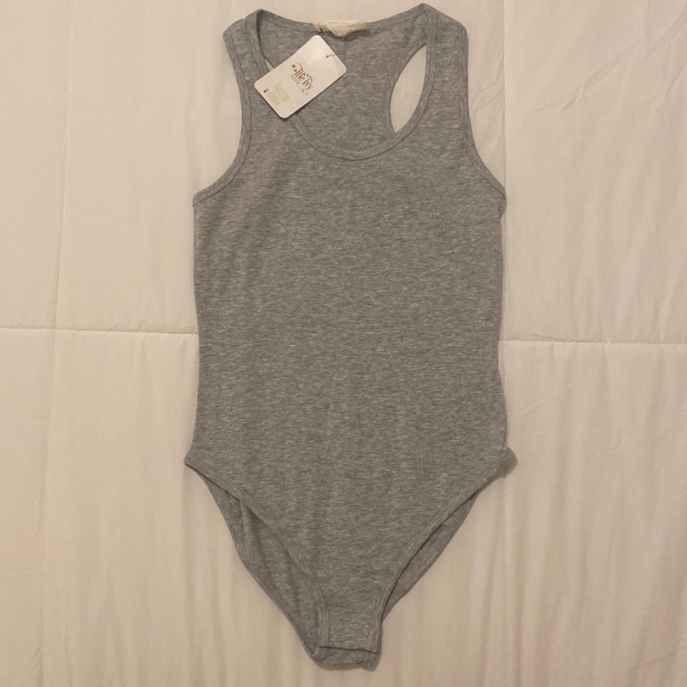 Racerback gray one piece bodysuit